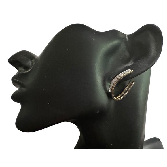 1.00 Carat Natural Diamond Hoop Earrings Gold Plate over Sterling Silver - Picture 8 of 11